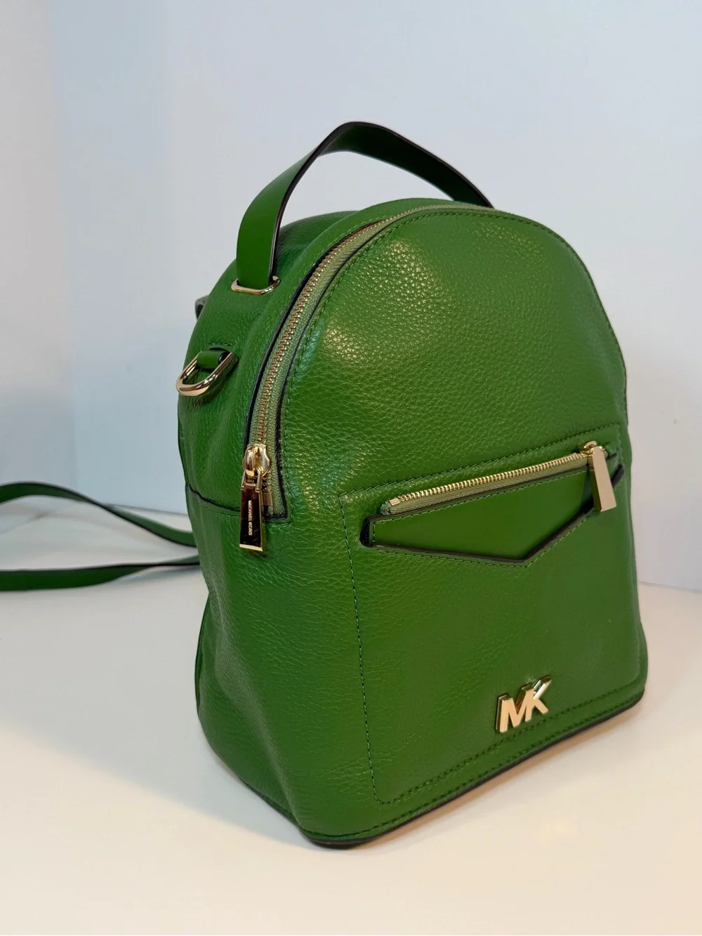 Michael Kors Jessa Small Pebbled Leather Convertible Green Backpack *Nice